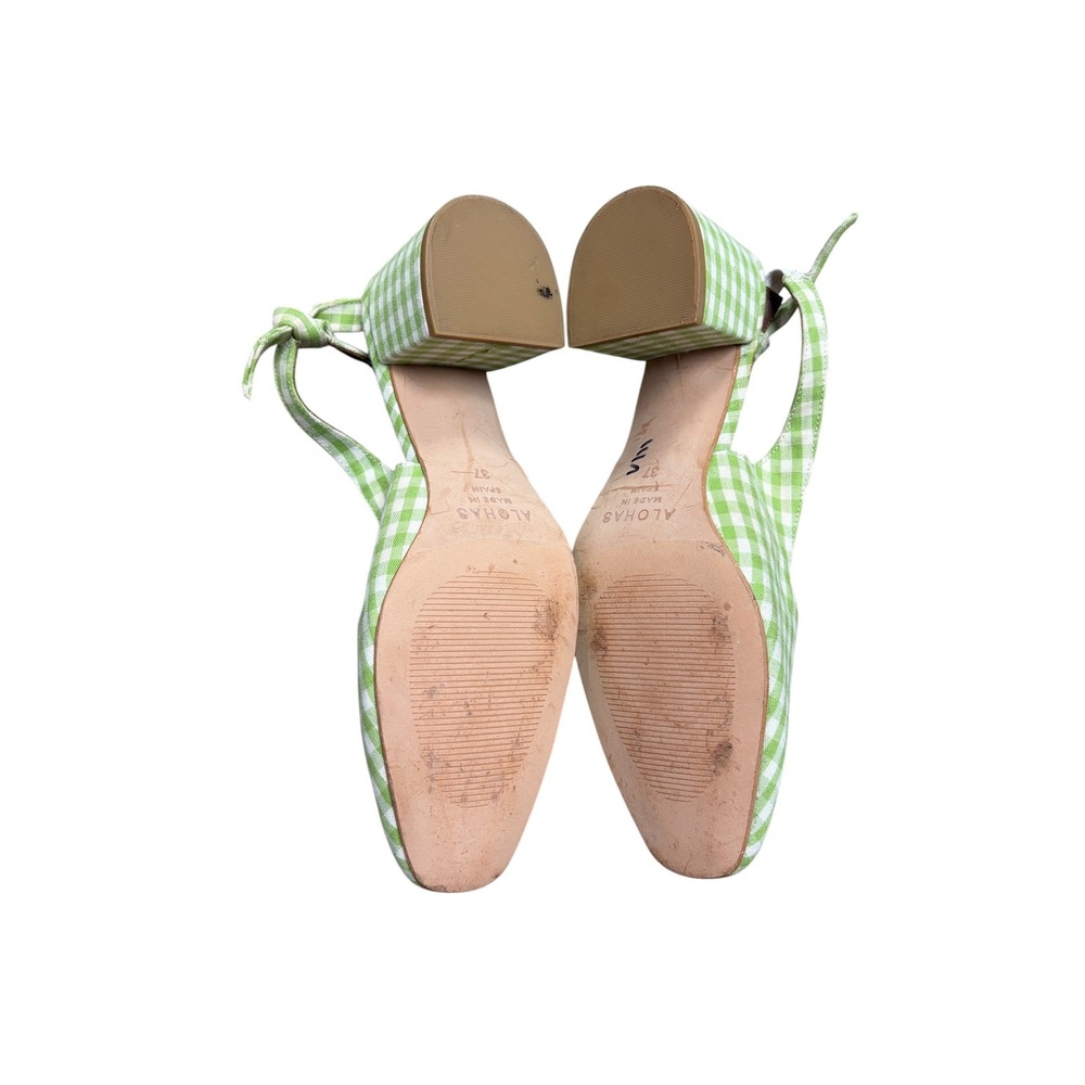 Pinterest x Alohas Green Gingham Block Heel Slingback Pumps Spain Size 37 - Picture 7 of 8